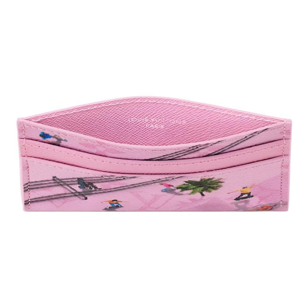 LOUIS VUITTON Double Card Holder Skateboarding Print Pink M26803